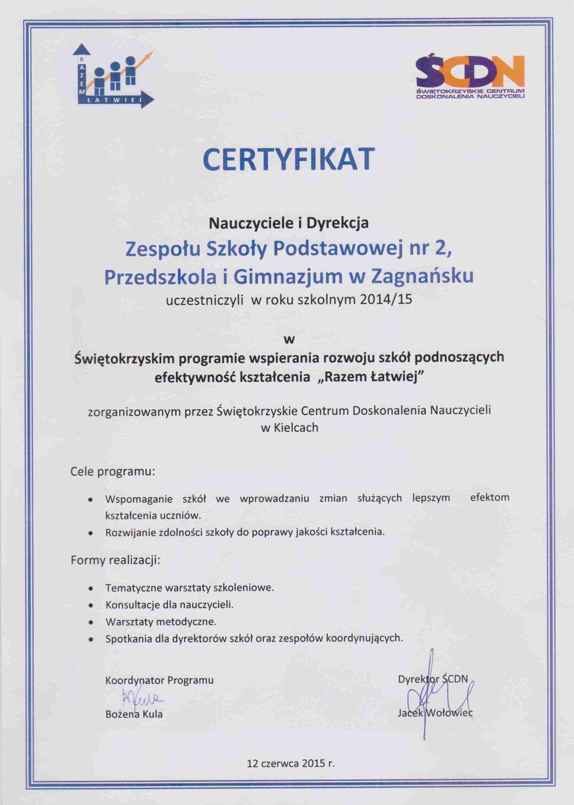 Certyfikat Razem Łatwiej
